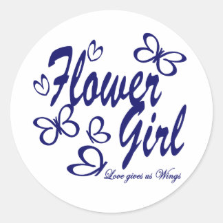 Sticker Rond Mariage papillon / Fleur fille