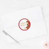 Sticker Rond Mariage papillon rouge blanc (Enveloppe)