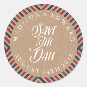 Sticker Rond Mariage par avion Enregistrer la date Sticker, kra