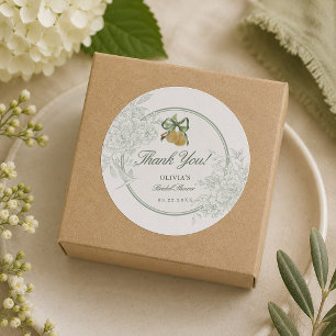 Sticker Rond Mariage Parfait Poire Vert Sauge Vintage Fête de F
