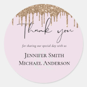 Sticker Rond MARIAGE Parties scintillant or rose BUDGET