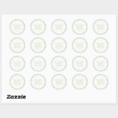 Sticker Rond Mariage Pastel Mint Sauge Fleur de Daisy Personnal (Feuille)