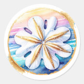 Sticker Rond Mariage Pastel Ocean Coastal Dollar (Devant)
