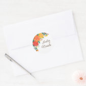 Sticker Rond Mariage Pastel Orange Yellow Spring Dahlia Fleurs (Enveloppe)