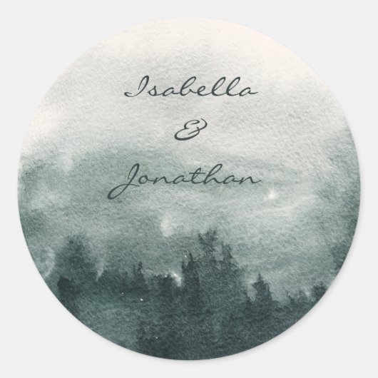 Sticker Rond Mariage paysager de la forêt d'aquarelles Abstrait (Devant)