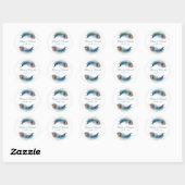 Sticker Rond Mariage Peacock turquoise (Feuille)