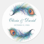 Sticker Rond Mariage Peacock turquoise (Devant)