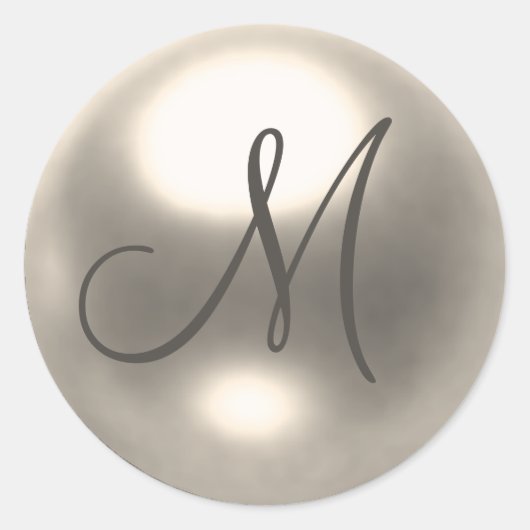 Sticker Rond Mariage Pearl M monogramme (Devant)