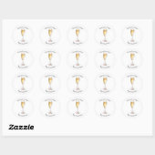 Sticker Rond Mariage Pearl & Prosecco Merci (Feuille)