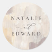 Sticker Rond Mariage peinte abstraite beige et crème (Devant)
