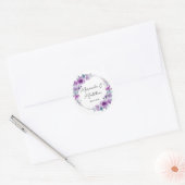 Sticker Rond Mariage Peonies d'aquarelle violette (Enveloppe)