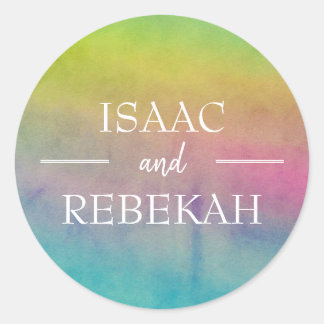 Sticker Rond Mariage personnalisé aquarelle