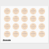 Sticker Rond Mariage personnalisé beige simple (Feuille)