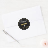 Sticker Rond Mariage personnalisé Black Gold TOUJOURS & FOREVER (Enveloppe)