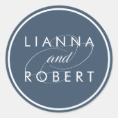 Sticker Rond Mariage personnalisé bleu fumé (Devant)