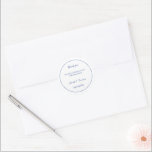 Sticker Rond Mariage personnalisé bleu simple<br><div class="desc">Autocollant Mariage personnalisé,  caractéristiques de couleur bleue,  vous pouvez changer le nom du couple,  et la date,  et votre message pour invité,  s'il vous plaît cliquez sur le lien "personnalisation".</div>