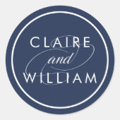 Sticker Rond Mariage personnalisé classique et blanc (Devant)
