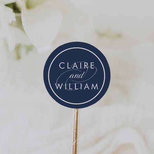 Sticker Rond Mariage personnalisé classique et blanc