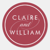 Sticker Rond Mariage personnalisé Cranberry Red (Devant)