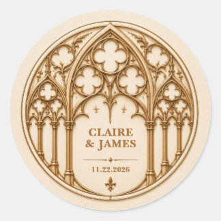 Sticker Rond Mariage personnalisé dans une cathédrale néo-gothi