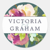 Sticker Rond Mariage personnalisé en fleur vive (Devant)