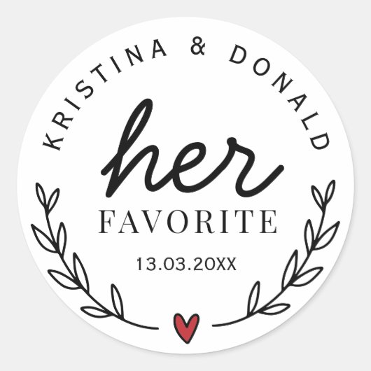 Sticker Rond Mariage Personnalisé Favoriser Sa Rue Classique Fa (Devant)