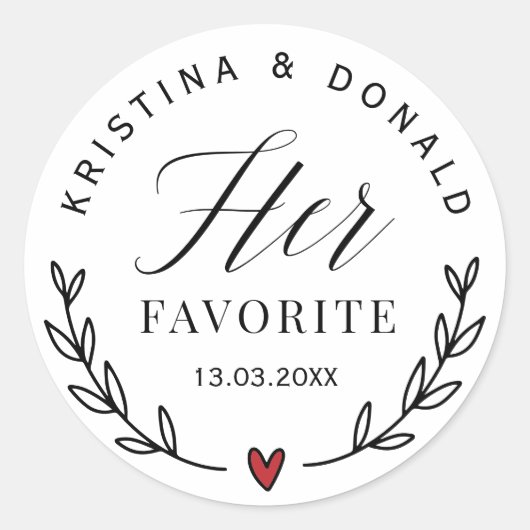 Sticker Rond Mariage Personnalisé Favoriser Sa Rue Classique Fa (Devant)
