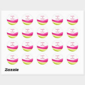 Sticker Rond Mariage personnalisé Fuchsia et Vert Citron (Feuille)