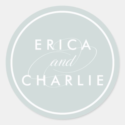 Sticker Rond Mariage personnalisé Jade grisé (Devant)