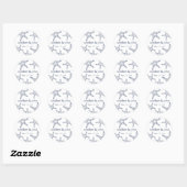 Sticker Rond Mariage personnalisé Marine & White Starfish (Feuille)