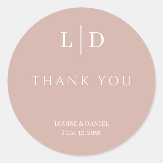 Sticker Rond Mariage personnalisé minimal et simple (Devant)