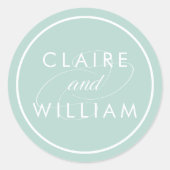 Sticker Rond Mariage personnalisé Mint Green (Devant)