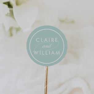 Sticker Rond Mariage personnalisé Mint Green
