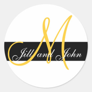 Sticker Rond Mariage personnalisé Monogramme initial et noms Ja