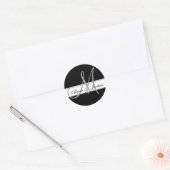 Sticker Rond Mariage Personnalisé Monogramme & Noms Sceau noir  (Enveloppe)