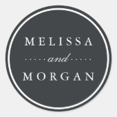 Sticker Rond Mariage personnalisé noir et blanc (Devant)