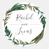 Sticker Rond Mariage personnalisé Palm Wreath (Devant)