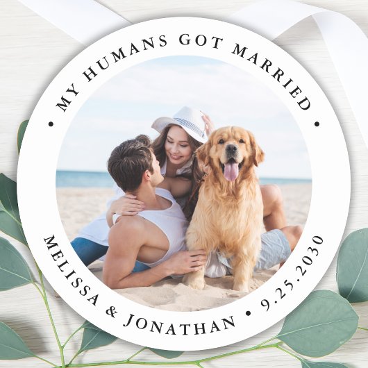 Sticker Rond Mariage personnalisé photo moderne simple