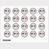 Sticker Rond Mariage personnalisé Retro Mustache (Feuille)
