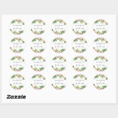 Sticker Rond Mariage personnalisé rose doux (Feuille)