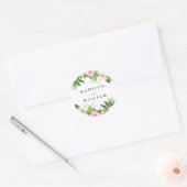 Sticker Rond Mariage personnalisé rose doux (Enveloppe)