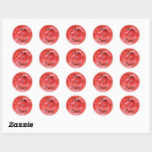 Sticker Rond Mariage personnalisé Rose profond (Feuille)