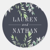 Sticker Rond Mariage personnalisé Sage d'hiver (Devant)