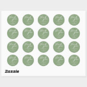 Sticker Rond Mariage personnalisé Sage Green White Script (Feuille)