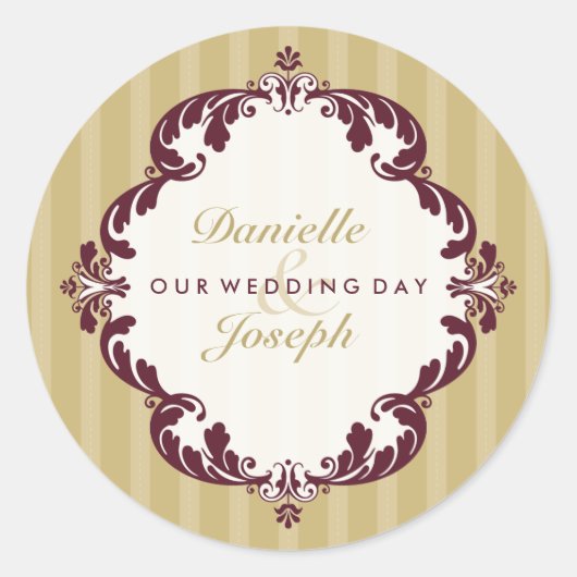 Sticker Rond MARIAGE PERSONNALISÉ SEAL :: luxueux luxe 3 (Devant)