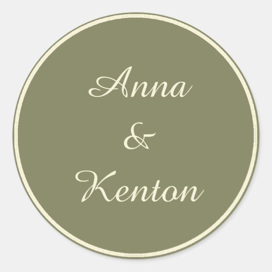 Sticker Rond Mariage personnalisé simple d'or antique (Devant)
