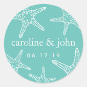 Sticker Rond Mariage personnalisé Turquoise & Grêle blanche (Devant)