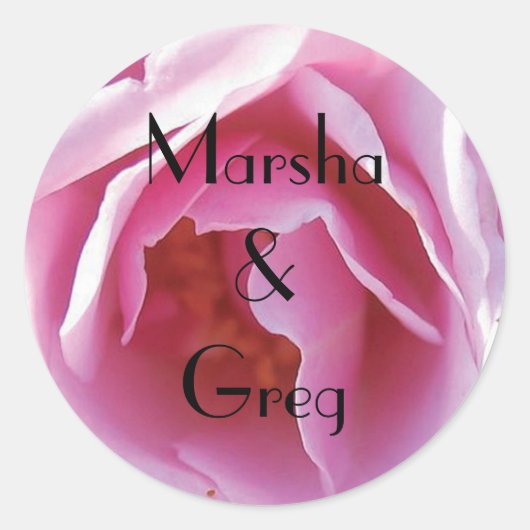 Sticker Rond Mariage personnel rose parfait (Devant)