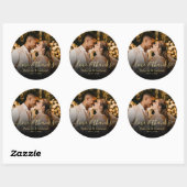 Sticker Rond Mariage photo Black Gold Script Love and Thanks (Feuille)