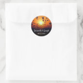 Sticker Rond Mariage photo Black Ombre Orange Sunset (Sac)